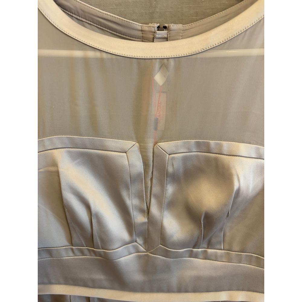 The Limited Scandal Collection Silver Satin Sheath Dress Sheer Mesh Neckline,NWT - Picture 4 of 10
